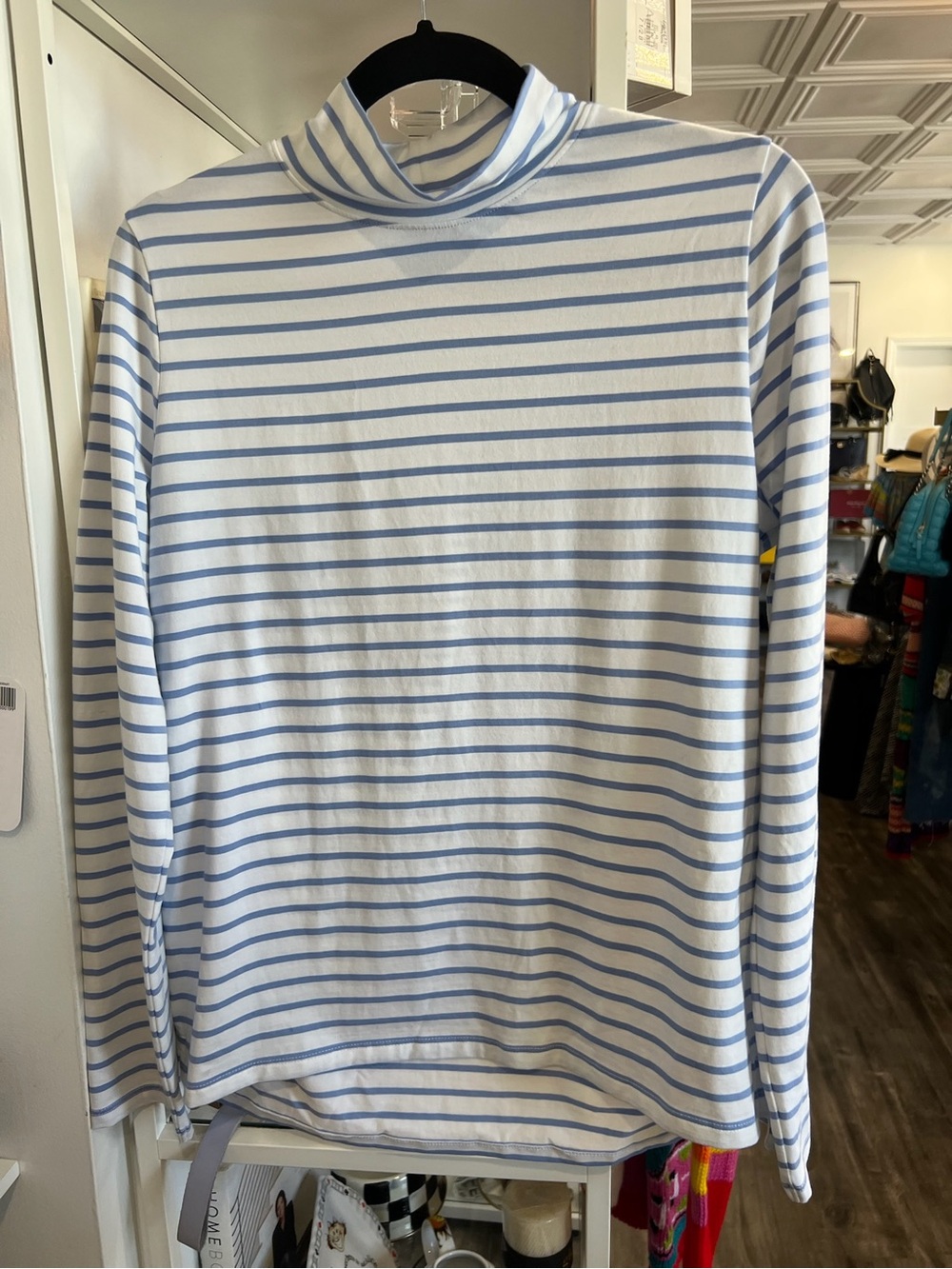 Renwick Light Blue & White Striped Turtleneck long sleeve top